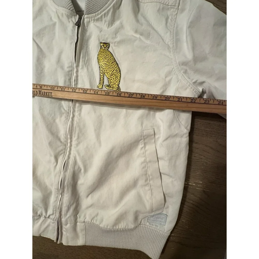 DEUS EX MACHINA GARTH BOMBER JACKET Sz XL Jaguar Patch Full Zip White - Picture 5 of 13